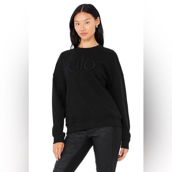 Alo Yoga | Renown Heavy Weight Logo Emblem Crew Neck Pullover Sweatshirt - Picture 1 of 5